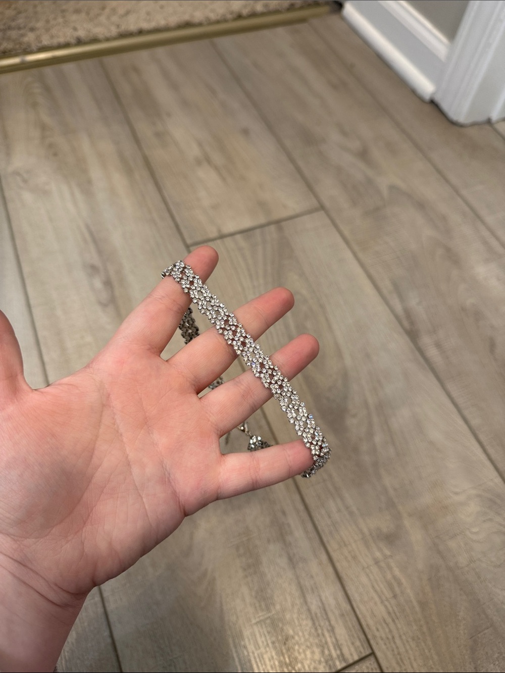Crystal Tennis Necklace Choker - Silver Sparkle